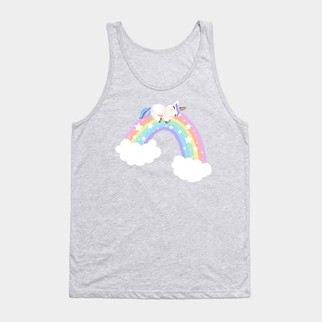 Cute unicorn laid on a rainbow Tank Top by Mimie20